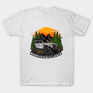 Mountain Explorer White Jeep Wrangler Rubicon T-Shirt